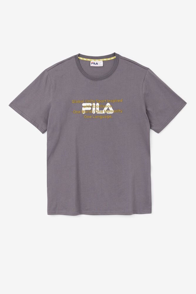 Fila T-Shirt Pepacton Mens Grey - India NBI-274503